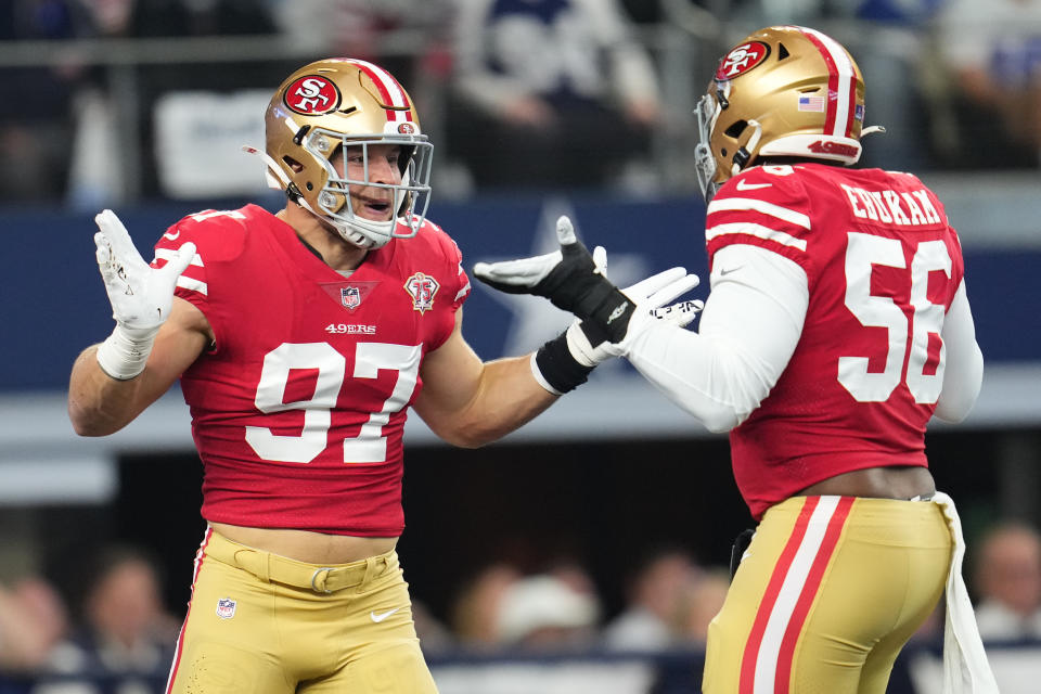 Nick Bosa #97 of the San Francisco 49ers defense makes it a fantasy star