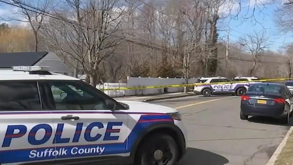 PHOTO: Police are shown on the scene in Suffolk County, New York, in connection to the discovery of body parts last week, on March 5, 2024. (WABC)