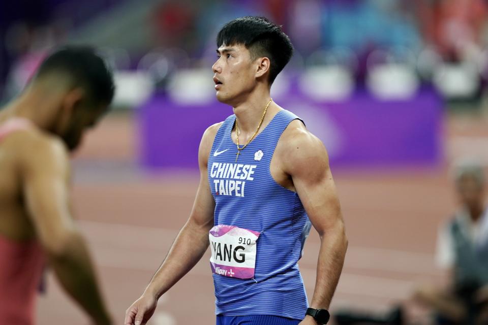 楊俊瀚在晚間晉級田徑200公尺決賽。（李宇政攝）