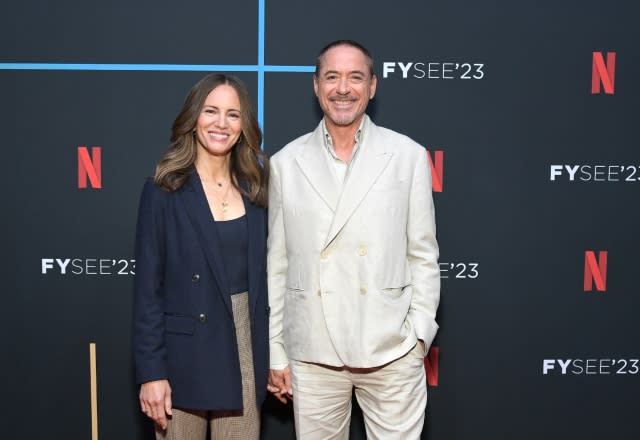 Susan Downey and Robert Downey Jr. attend Sr. at FYSEE | Netflix at Red Studios on May 17, 2023 in Los Angeles [Photo by Charley Gallay/Getty Images for Netflix]