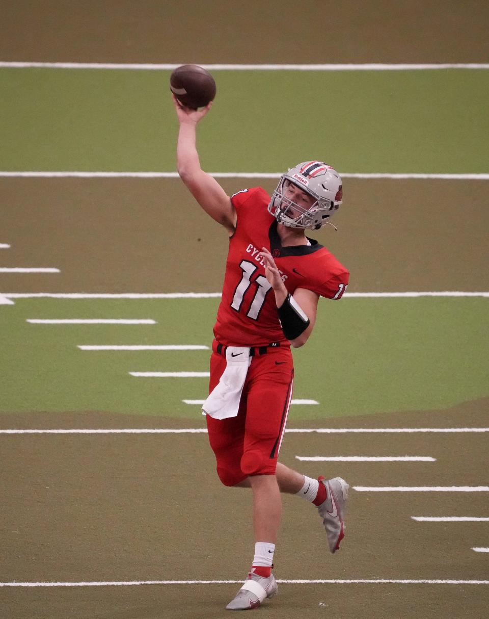 With Teagon Kasperbauer's performance in the Class 3A state championship, the Harlan quarterback moved to fifth all-time in passing yards and second all-time in passing touchdowns statewide.