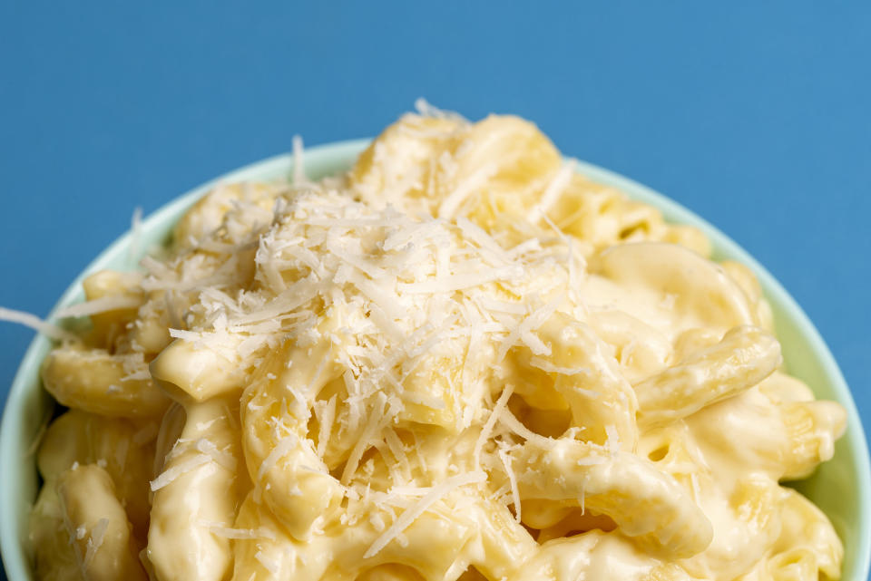 Creamy mac 'n' cheese in a bowl.
