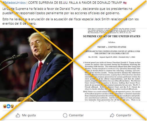 <span>Captura de pantalla de una publicación en Facebook hecha el 3 de junio de 2024 </span>