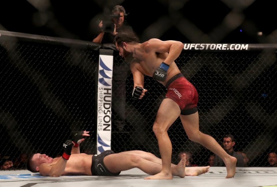 Jorge Masvidal knocked out Liverpool’s Darren Till at UFC London in March 2019 (Getty Images)