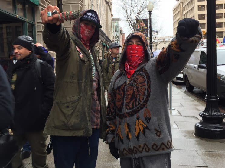 Leroy (L) and Eddie at the Native Nations Rise march in Washington, D.C., on March 10. (Garance Franke-Ruta/Yahoo News)