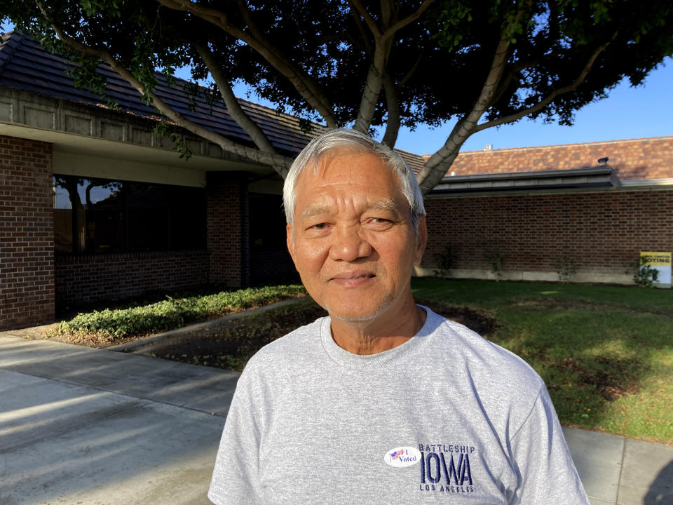 Than Nguyen, a 66-year-old retiree from Garden Grove, Calif. poses for a photo in Westminster, Calif. on Tuesday, Sept. 14, 2021. Nguyen said he voted for the recall as he didn't like how Gov. Gavin Newsom initially said the coronavirus was spread through nail salons, a comment that offended him as a member of the Vietnamese American community. He cast his ballot for Kevin Kiley, he said, since Kiley is the one who made the recall happen in the first place. (AP Photo/Amy Taxin)