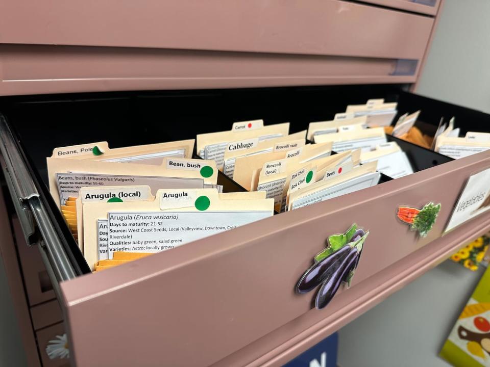 A drawer full of seeds at the Yukon government's seed library in Whitehorse.