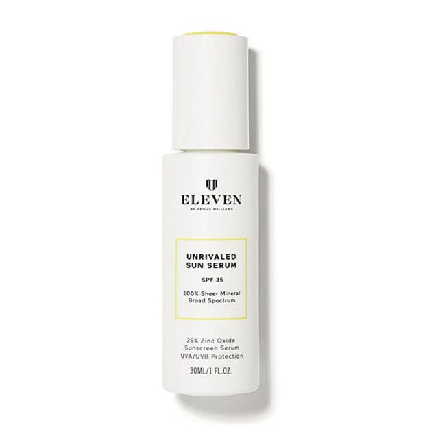 <p>Eleven By Venus Williams Unrivaled Sun Serum SPF 35, $50, <a href="https://shop-links.co/1786300041861594575" rel="nofollow noopener" target="_blank" data-ylk="slk:available here.;elm:context_link;itc:0;sec:content-canvas" class="link ">available here.</a></p>