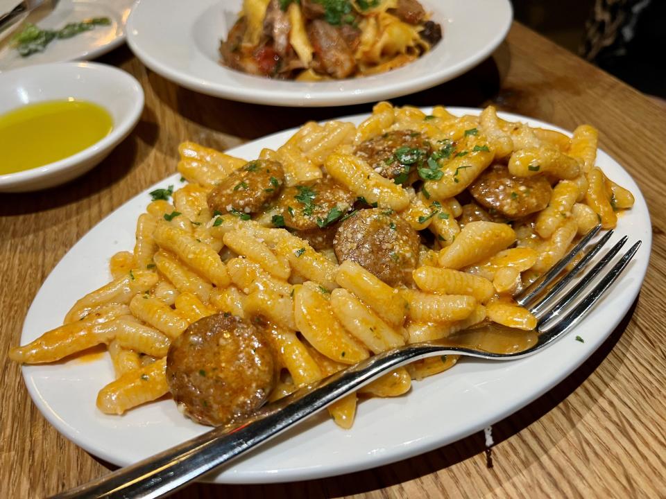 Cavatelli with hot sausage and browned sage butter at Frankies 925 Spuntino in Nashville on Nov. 19, 2023