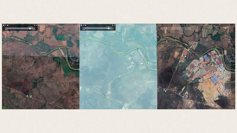 Satellite imagery (2019, 2020 and 2023) shows that some compounds have been built in the last three years, such as KK Park, in Myawaddi, Myanmar