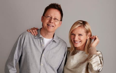 Simon Mayo and Jo Whiley in a publicity shot for their BBC Radio 2 show - Credit: BBC