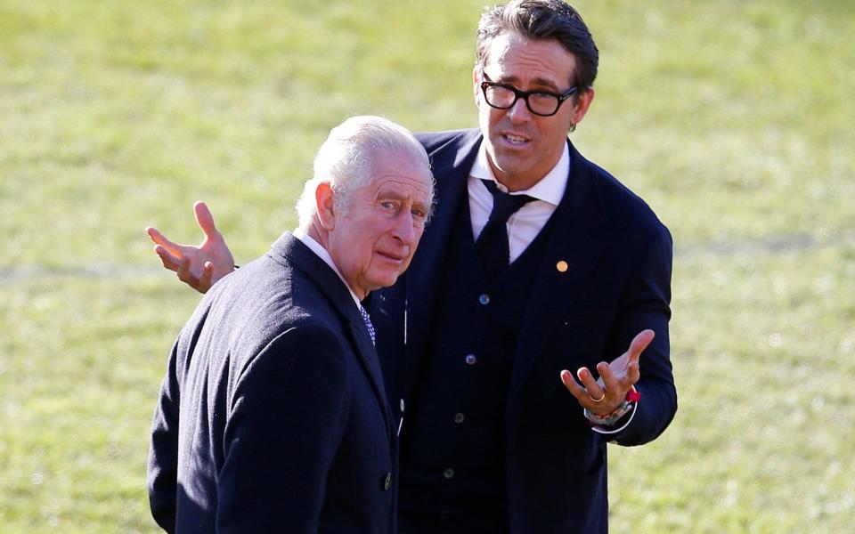 Ryan Reynolds talks to King Charles on the pitch of Wrexham AFC - Ed Sykes/Reuters