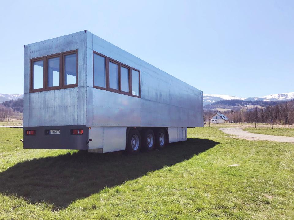 the Good Spot mobile hotel on a field