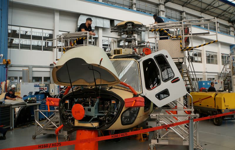 Helicopters being assembled at Airbus Helicopters plant in Marignane