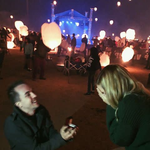 <p>Frankie Muniz Instagram</p> Frankie Muniz proposes to his wife Paige Muniz during a lantern festival in Scottsdale, Arizona