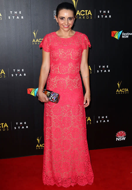 <p>Actress Pia Miranda went pretty in pink in this gorgeous lace number on the 2013 AACTAs red carpet.</p>