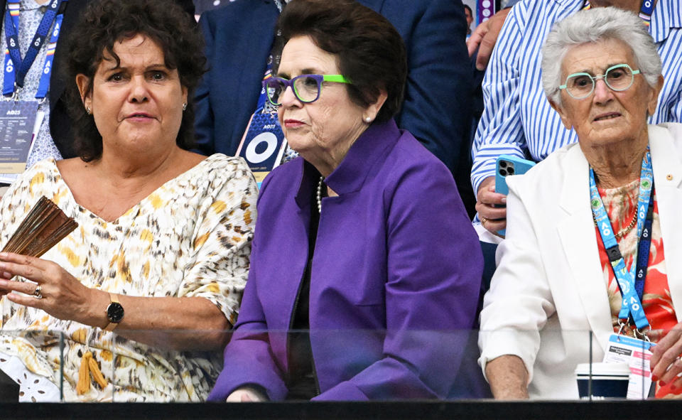 Evonne Goolagong Cawley and Billie Jean King, pictured here during the women's final at the Australian Open.