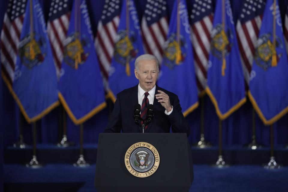 President Joe Biden speaks at the Pieper-Hillside Boys & Girls Club Wednesday, March 13, 2024, in Milwaukee. (AP Photo/Morry Gash)