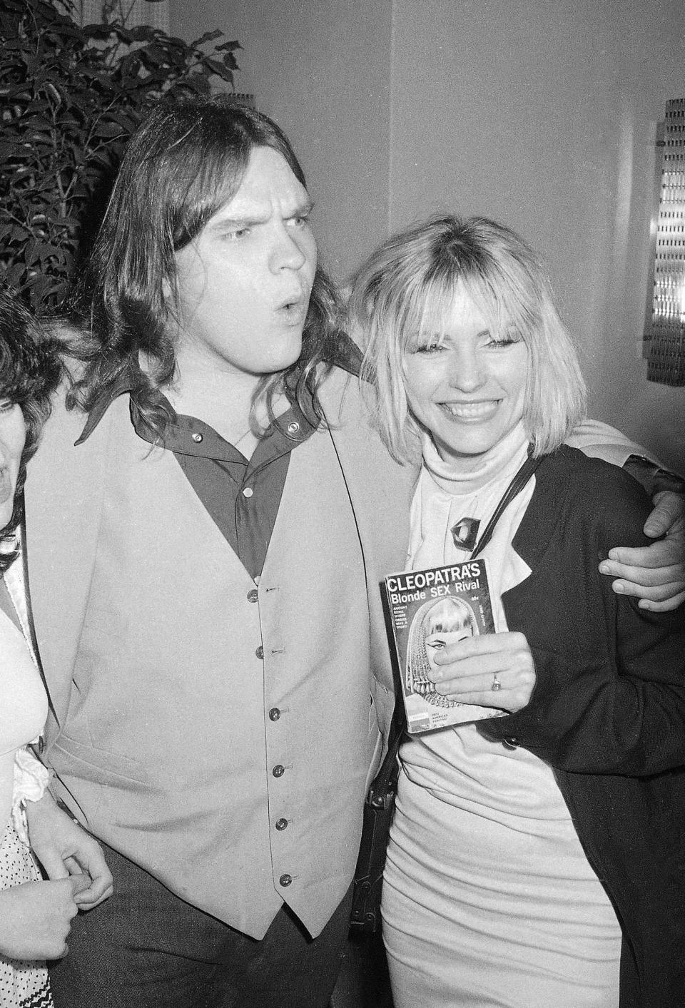 Meat Loaf with Blondie lead singer Deborah Harry at the party for the premiere of the movie "Roadie" in 1980 in New York.