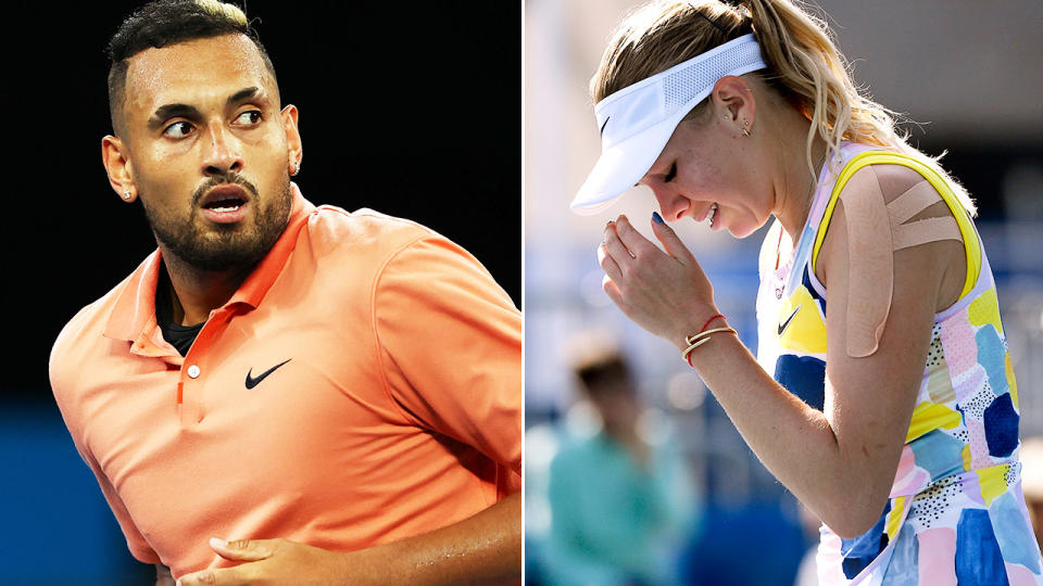 Nick Kyrgios and Amanda Anisimova, pictured here at the Australian Open.