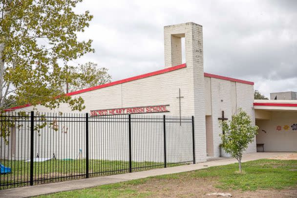 PHOTO: Sacred Heart Parish School is pictured in Uvalde, Texas, on Aug. 21, 2022. (Kat Caulderwood/ABC News)