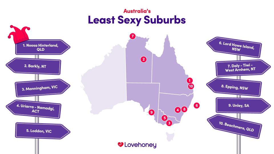Least sexy suburbs map