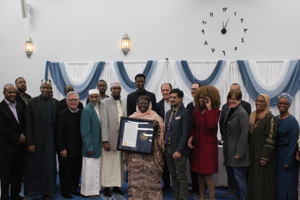 Nashville community leaders and leaders of Nashville's Muslim community celebrate the opening of Al-Farooq Islamic Center of Nashville's new building on Thompson Lane on Feb. 25, 2023.