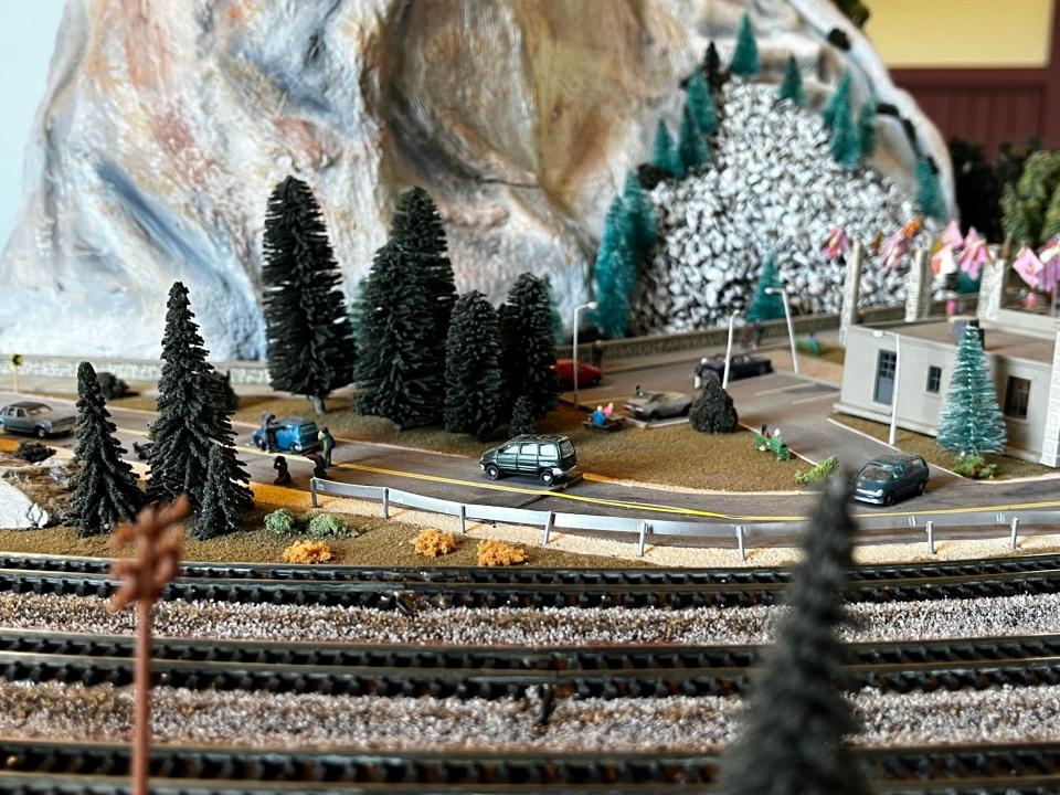 This is a section of the PenNscalers model train display shown recently at the Annville Train Station. This is a replica of Mount Rushmore.