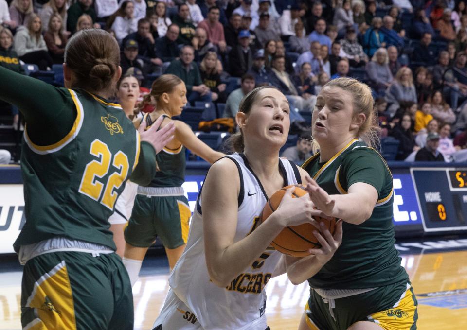 SJV Ashley Sofilkanich drives to the basket. St. John Vianney Girls basketball fefeats Red Bank Catholic 58-52 in Shore Conference Final in West Long Branch on February 19, 2023
