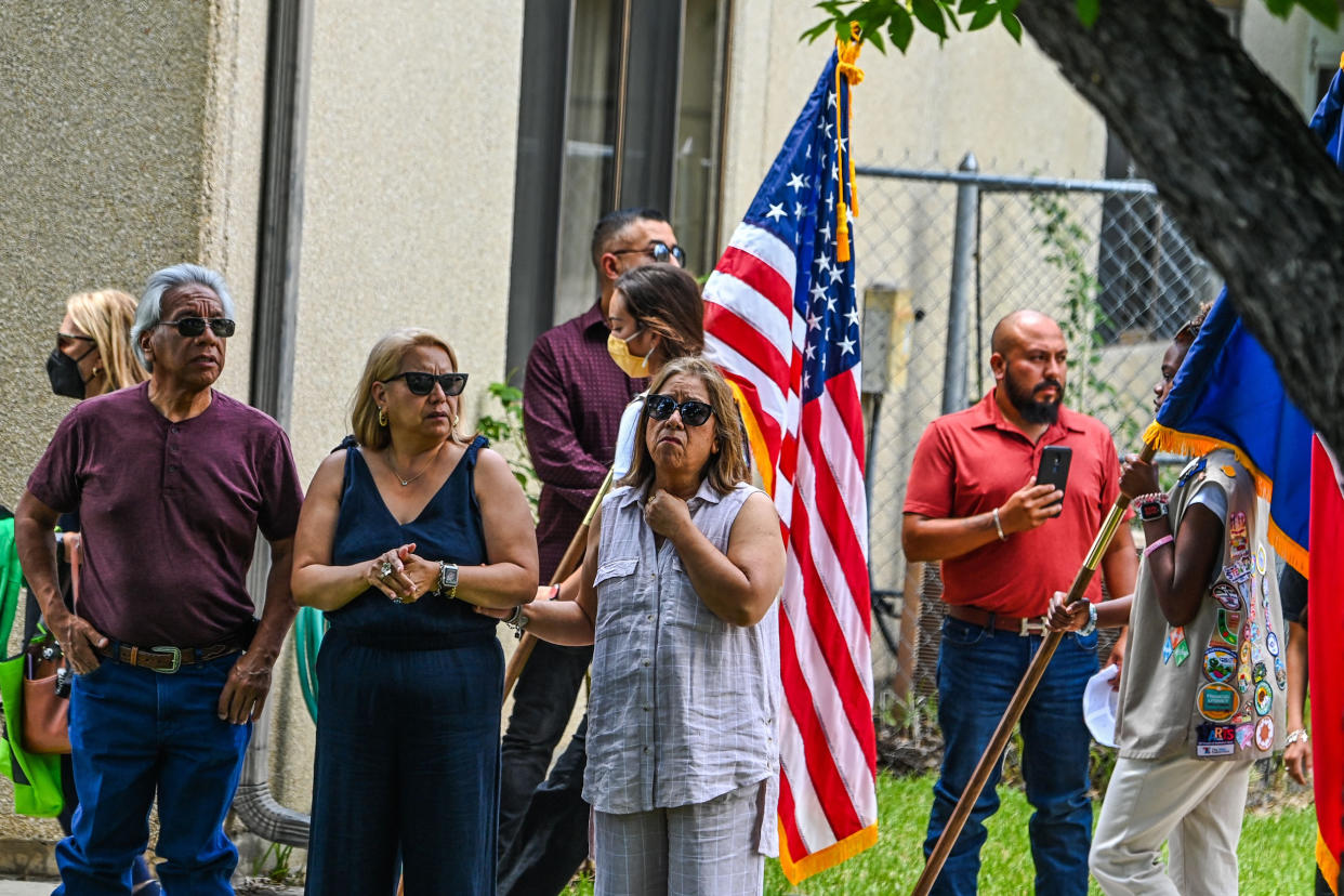 Image: Family and friends mourn during the funeral of Amerie Jo Garza at Sacred Heart Catholic Church in Uvalde, Texas, on May 31, 2022. (Chandan Khanna / AFP - Getty Images)