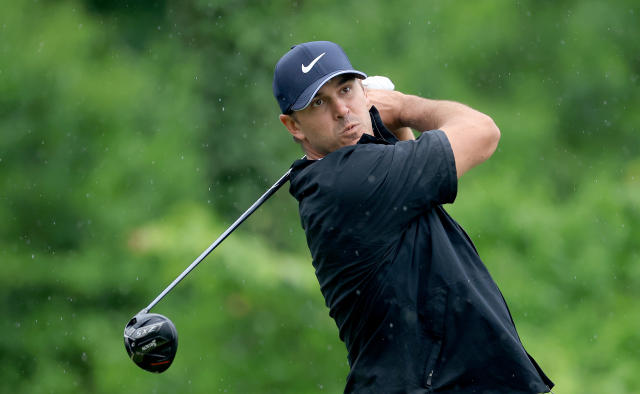 Brooks Koepka has put himself in position to win his third PGA Championship title with a strong third round at Oak Hill Country Club in Rochester, New York. (David Cannon/Getty Images)