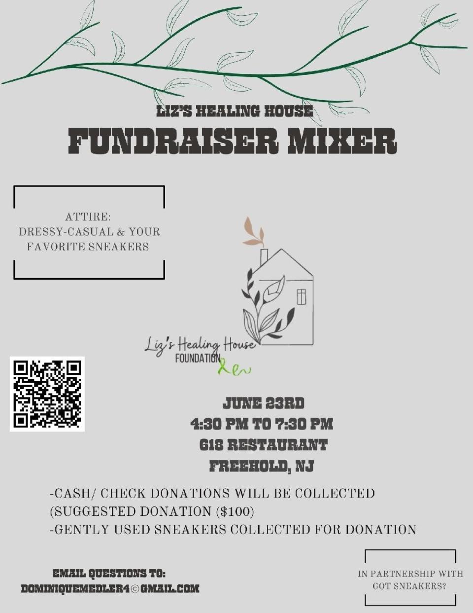 Flyer for the kickoff fundraiser for Liz's Healing House Foundation.