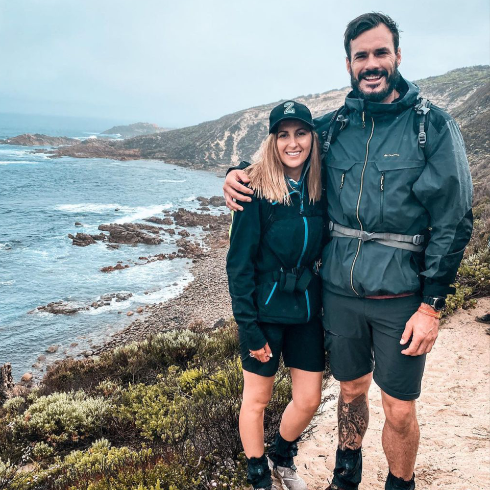 Irena and Locky on a hike.