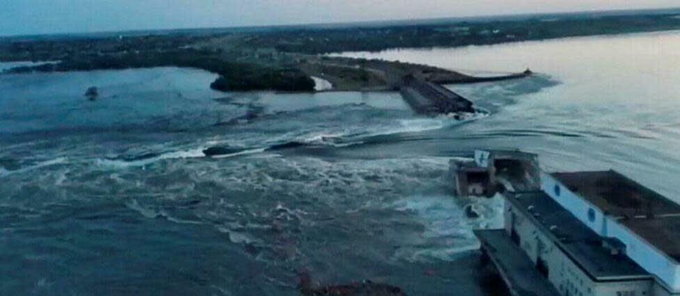 Le niveau du réservoir d'eau du barrage de Kachovka ne permet plus d'assurer le refroidissement des réacteurs de la centrale nucléaire de Zaporijia.  - Credit:HANDOUT / AFP