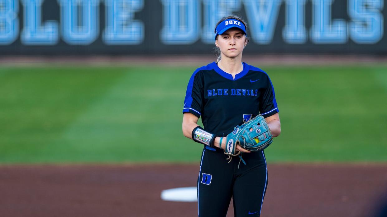 Claire Davidson, a senior, has helped Duke softball become a top-five team in the nation. The Blue Devils are among the college softball teams hoping to advance to the Women's College World Series in late May.