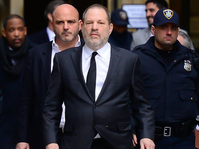<p>Raymond Hall/GC Images</p> Harvey Weinstein is seen levaing court in Manhattan on January 25, 2019 in New York City.