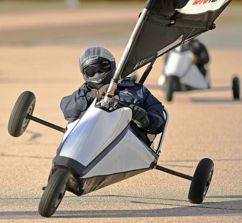 Fall River native Dave Lussier rides his Blokart at Ninigret Park in Charlestown, Rhode Island.