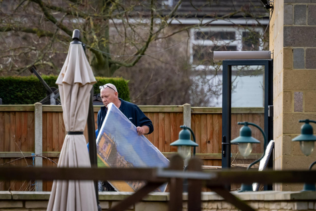 Activity at the spa building at the home of Captain Tom's daughter Hannah Ingram-Moore, and her husband Colin in Bedfordshire. January 25 2024. The couple have just a few days to comply with a court order to tear down the construction due to planning contraventions. (©SWNS)