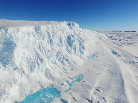 The head of a glacier at Lutzow-Holm Bay, Antarctica seen on Jan. 22, 2017, where a Japanese observation team is involved in research on global warming.