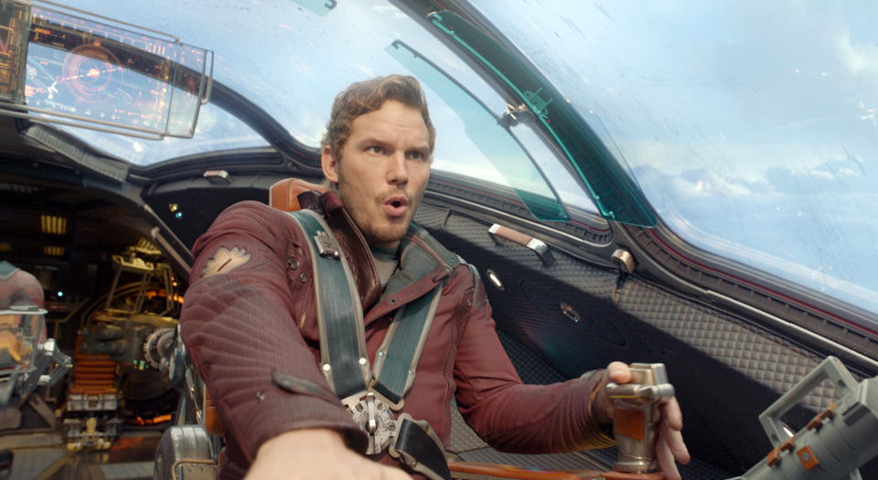 This image released by Disney - Marvel shows Chris Pratt in a scene from "Guardians Of The Galaxy." (AP Photo/Disney - Marvel)