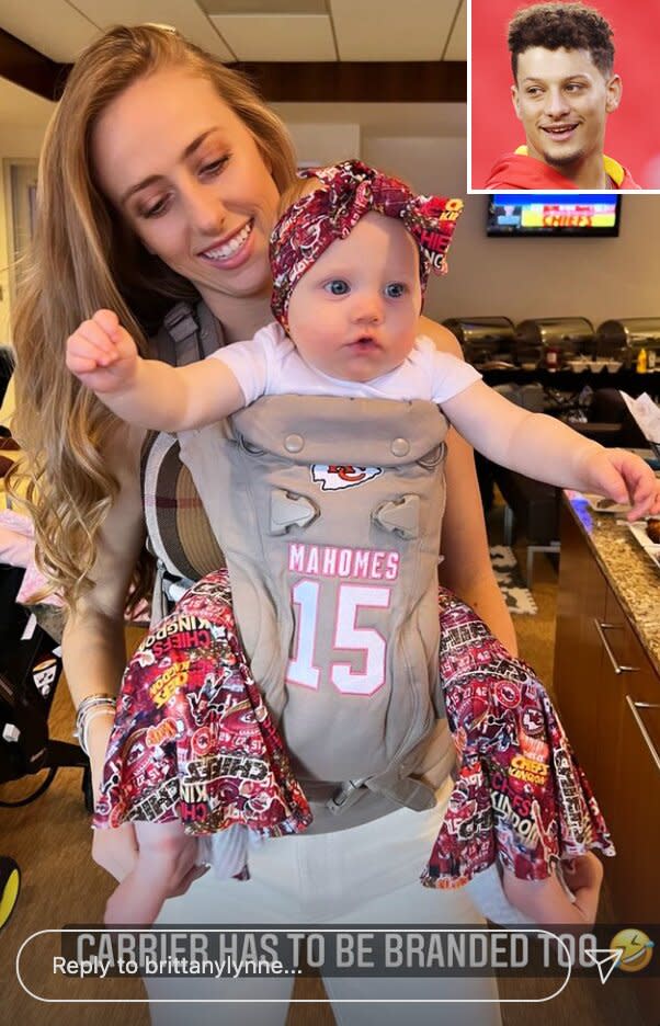 Brittany Matthews Shows Off Daughter's Custom 'Mahomes' Baby Carrier as ...