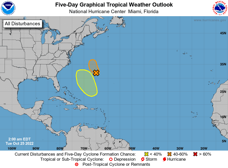5-day tropical weather outlook for the Atlantic basin as of Oct. 25, 2022.
