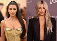 <p>Als Brünette wurde sie berühmt. Mittlerweile probiert sich Kim Kardashian aber immer wieder mit neuen Looks aus, ist Meisterin in Sachen Frisuren-Verwandlungen. Das lässt sie sich ganz schön was kosten. Bis zu 4.400 Euro sollen ihre Perücken und Extensions kosten. (Bild: Getty Images) </p>