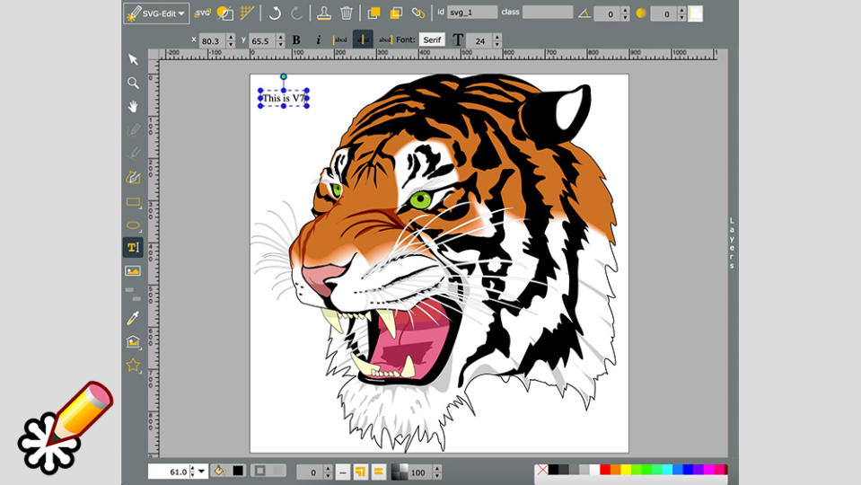 A screenshot from SVG-edit, one of the best  best graphic design software programs