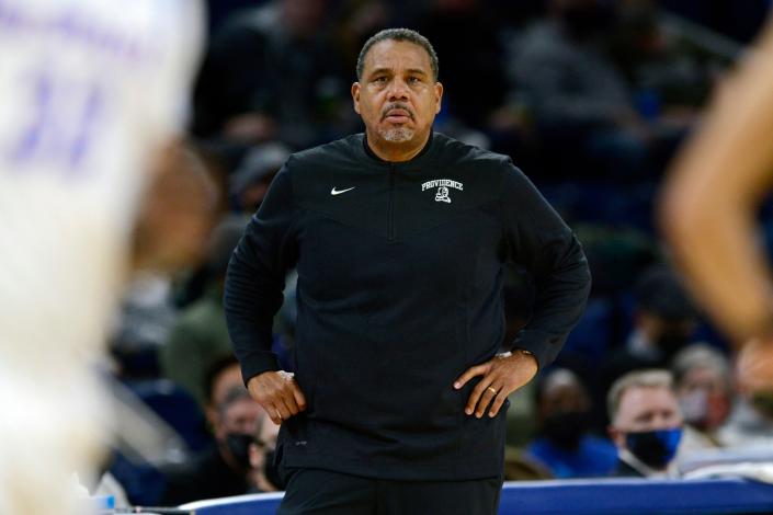 Providence head coach Ed Cooley looks on during the second half of Saturday&#39;s game at DePaul.