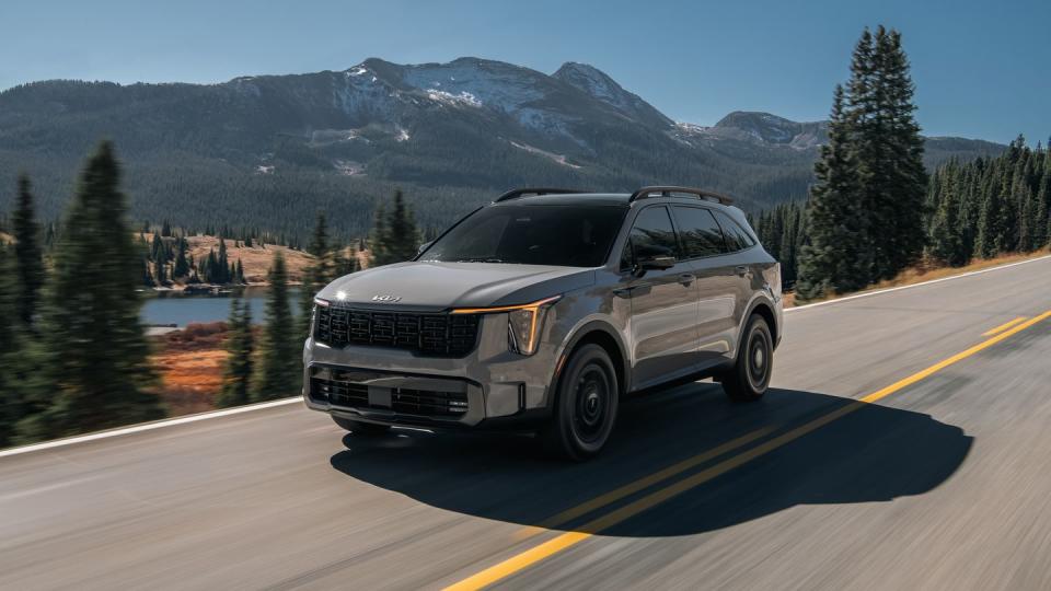 2024 kia sorento driving along a mountain road