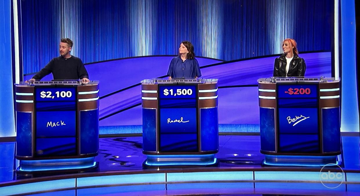 Macauley Culkin, Rachel Dratch and Becky Lynch compete on Celebrity Jeopardy!