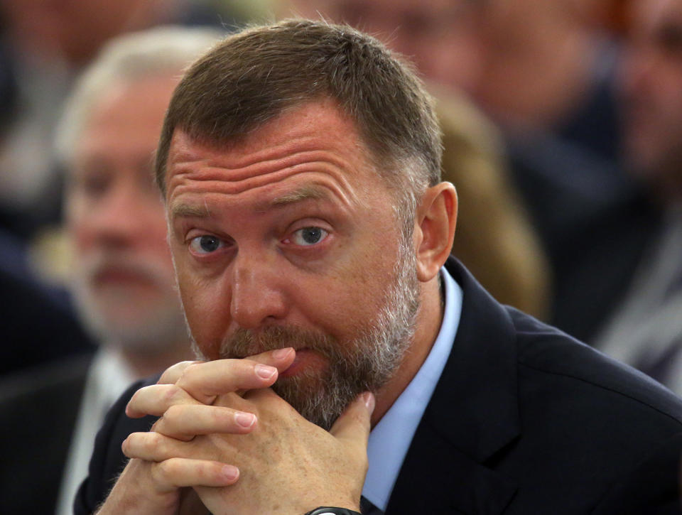 MOSCOW, RUSSIA - MARCH 19: Russian billionaire and businessman Oleg Deripaska attends the congress of Russian Union of Industrialists and Entrepreneurs on March 19, 2015 in Moscow, Russia. (Photo by Sasha Mordovets/Getty Images)