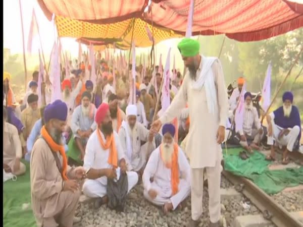 Protest against the farm laws continues in Amritsar on Wednesday. Photo/ANI
