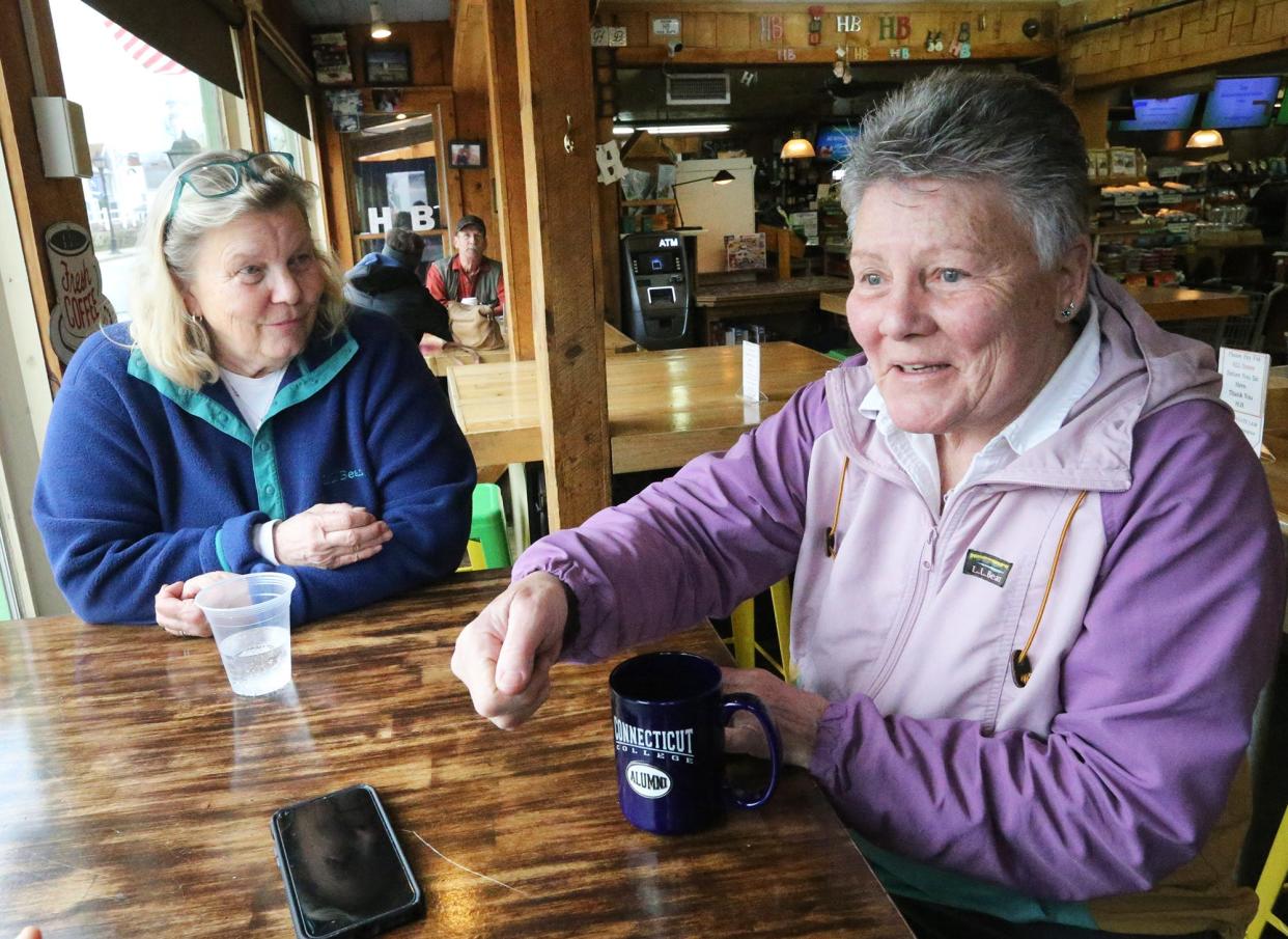 Helen Thorgalsen , left, and Bonnie Clement share memories they have had from running H.B. Provisions for 22 years and they have recently sold the general store.